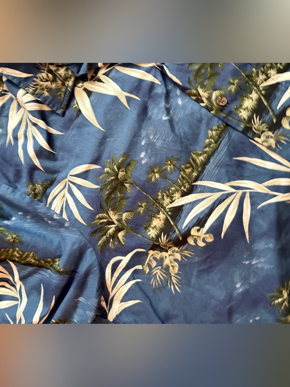 vintage RJC blue Hawaiian Aloha button down shirt tropical palm leaves XL EUC - Picture 6 of 14